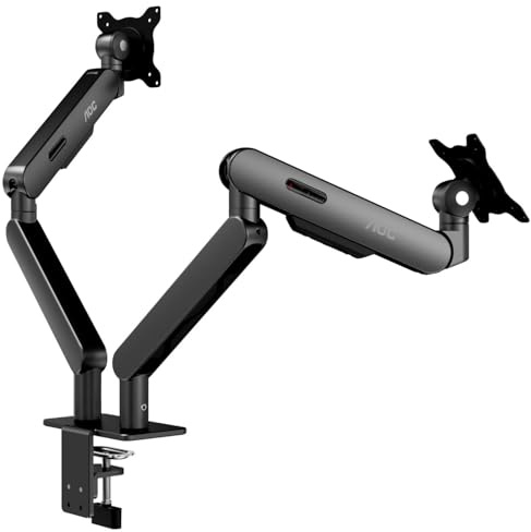 AOC AM420G Dual-Monitorständer – voll verstellbare Monitor-Tischhalterung, schwenkbare VESA-Halterung mit C-Klemme, Ösen-Montagebasis für 43,2 bis 86,4 cm Computer-Bildschirme – jeder Arm hält 4,4 bis