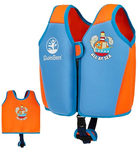 SwimBest Schwimmweste - Schwimmjacke/Auftriebshilfe mit Sicherheitsgurt und herausnehmbaren Schwimmkörpern (All at Sea III, S (15-19kgs))