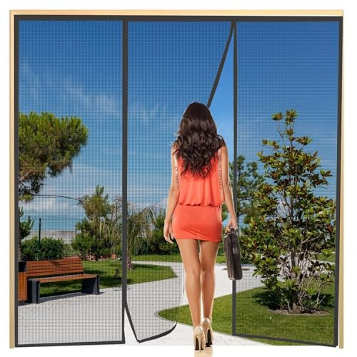 Fly Screens Doors Caravan 180x210cm Mesh Fly Curtain Mosquito Net with Self-Adhesive Tape for Kitchen/Bedroom/Room Window Black