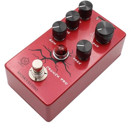 Funien Pedal de distorsión de Guitarra Pedal de Efectos de Guitarra eléctrica Control de Volumen/Tono/Ganancia/presión True Bypass Carcasa de Metal DC 9 V 6,35 mm Interfaz de Entrada/Salida Mini