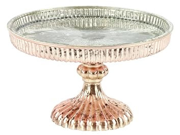 Etagenteller Kuchenplatte Kuchenteller Glas-Etagere, Pokalplatte in zart rosa-Champagner Farben, 20 cm Durchmesser, 12 cm hoch