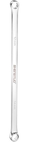 sourcing map Double End Box Wrench 12 x 14 mm Metric 12 Point 0 Degree Offset Extra Long Double End Box Ratcheting Wrench CR-V Polished Long Spanner Tools for Repairs