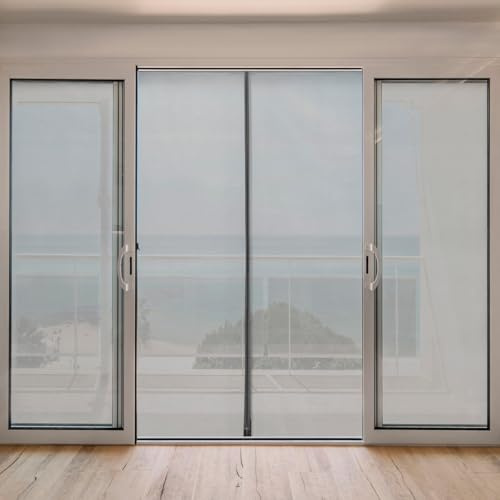 MadeInNature Moustiquaire Magnétique Recoupable Passage Intensif, Porte, Porte Fenêtre, Baie vitrée, Moustiquaire aimanté avec encadrement Sans perçage, Taille au choix (Gris, Largeur 300cm x 220 cm)
