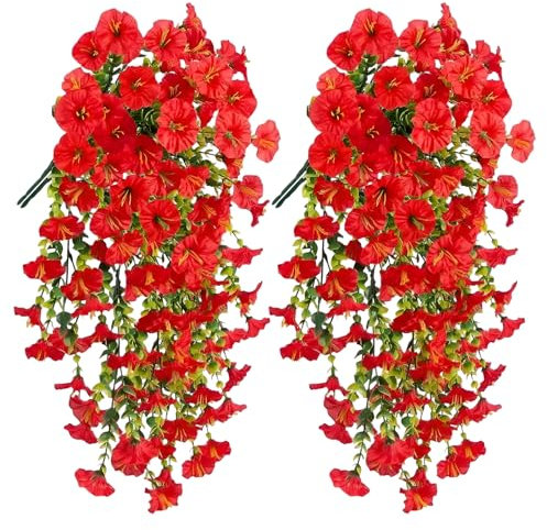 DBALL 4 Piezas Planta Artificial Colgante 76cm Plantas Artificiales Colgantes Flores Colgantes de Morning Glory Flores Colgantes Artificiales para la Decoración De Pared