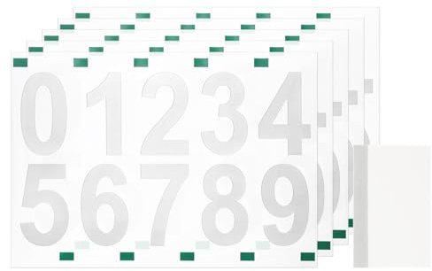 sourcing map 5 Sheets/50 Pcs Mailbox Numbers for Outside, 2 Inch 0-9 Vinyl Self-Adhesive Numbers Stickers Waterproof House Sticker with Scraper for Signs Doors Address, White