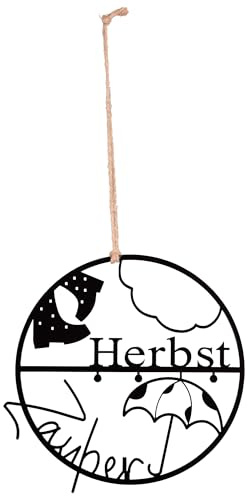 UNUS Metall-Aufhänger Herbst Zauber runder Dekoring ca. 25 cm in Schwarz | für Tür Wand Fenster Balkon Herbstdeko für Innen und Außen