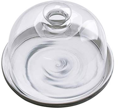 7LiuYueFei6 Marble Textured Pastry Plates,Cheese Plate Covers Ceramic Tray Glass Sandwich Sushi Dome Cheese Dome Lid Cover Cake Stands(Color:Tray,Size:10inches) (Tray+cover 8 inches)