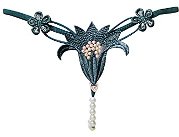 String Femme Dentelle Fine Culotte Sexy Basse Taille Sous-vêtements Lady Érotiques en Dentelle Culotte Perles Massantes Femme String Ajouré avec Perles Vibrantes Basse Taille Sensuelle Érotique Vert