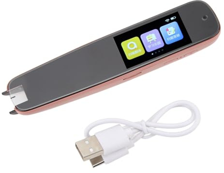 Drfeify Comerciante de Bolígrafo de Idiomas, Bolígrafo Lector de Escaneo, de Lectura Inteligente, Lector de Escaneo de Identificación Rápida para Aprender a Viajar a Bordo (Oro Rosa)