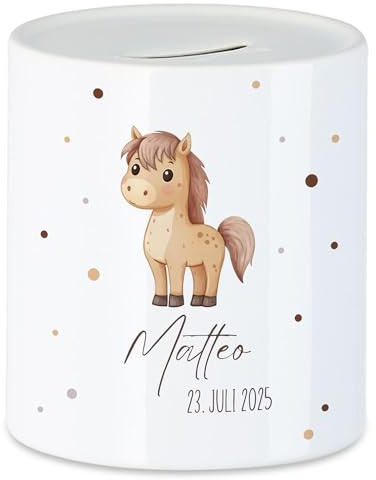 Spardose Kinder mit Namen Personalisiert, Tiermotiv Elefant Geschenk für Mädchen & Junge Geburtstag, Weihnachten, Geburt und Taufe - Sparschwein Geldgeschenk und Wunscherfüller