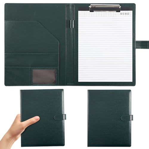 Klemmbrett A4 mit Deckel, Mappe A4 Schreibmappe Klemmbrettmappe mit Magnet-Verschluss, Schreibmappe A4 Hochwertige, PU-Leder Konferenzmappe A4 mit Stiftehalte,Dokumentenfächern