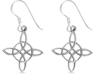 Heather Needham Silver Sterling Silver Celtic Dangle Earrings – Classic Irish Knot Drop Earrings for Women & Girls – Lightweight Everyday Jewellery Gift, 20mm ER294