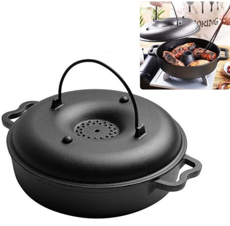 Grande Pentola In Ghisa, Calderone Con Coperchio, Manico, Teglia, Per Arrostire Ali Di Pollo, Patate, Mais, Per Cucinare All'aperto In Campeggio(Diameter 25cm)