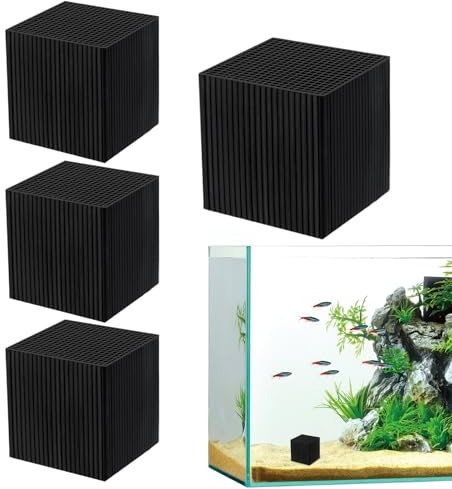 Filterschwämme – Kohle, 5 x 5 x 10 cm, Würfel für Wasserreiniger, einfach zu bedienen, verschiedene Funktionen, Würfel, Wasserreiniger, Medienunterstützung für Aquarium, verhindert Gerüche und