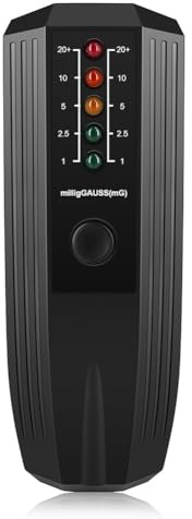 FUBESK Strahlungsprüfer Dosimeter für Geigerzähler, EMF Elektromagnetisches Messgerät mit 5 LED-Anzeigen, 9 V batteriebetrieben