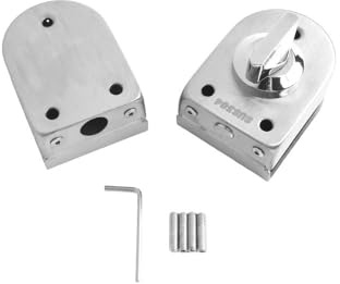 Gettimore Glasschiebetürschloss aus Edelstahl, U-förmiges Schloss aus gehärtetem Glas, 10–12 mm Dicke, Silber