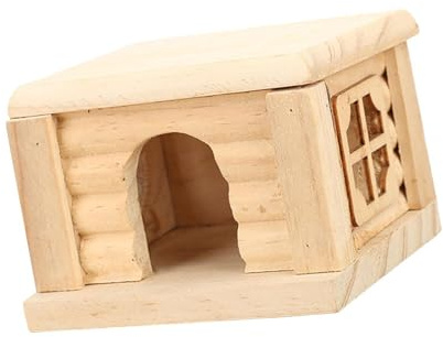SUIOPPYUW Hamsterhaus, Kleintiergehege aus Holz mit Fenster, geeignet für Zwergmäuse und Rennmäuse, zum Knabbern und Spielen. Auch als Spielzeug für Kaninchen und Kleintiere geeignet.