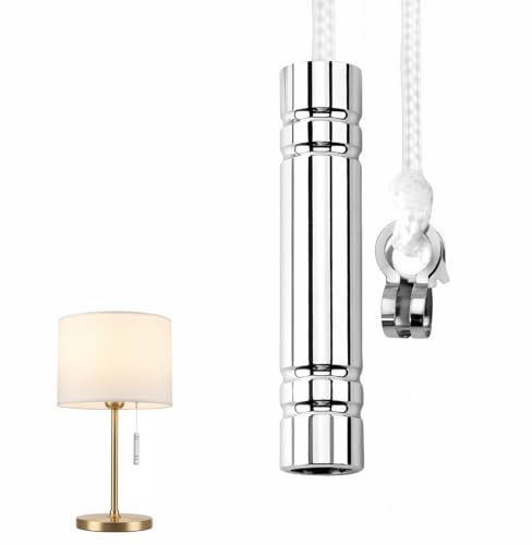 Kemay Bathroom Light Pull Cord Handle, Metal Rust-Proof Cylinder Pull Switch with 1.5m Long Nylon String, Weighted Light Pulls for Bathroom Ceiling Lights Fans Blinds (Silver, 1PC)