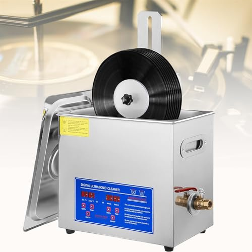 Ultraljud vinylskivrengöringsmedel, 40 kHz 180 W maskin för 7-12 tums skivor, inkluderar torkställ, skivbricka, kommersiellt bruk, djuprengöring för smycken och klockor