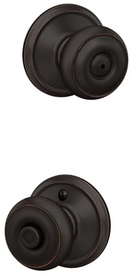 Schlage F40 GEO 716 Georgian Door Knob, Bed & Bath Privacy Lock, Aged Bronze