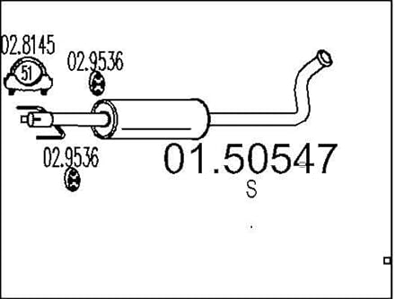 MTS 01.50547 Mittelschalldämpfer Mitteltopf 1450mm 6,3kg