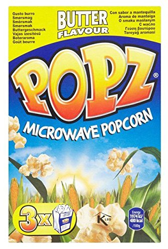 Popz Mikrowellenpopcorn mit Butter, 3 x 90 g, 2 Stück