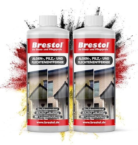 BRESTOL® Algenentferner Pilzentferner Flechtenentferner 2x 1000 ml Konzentrat - Grünbelagsentferner Grünbelagentferner