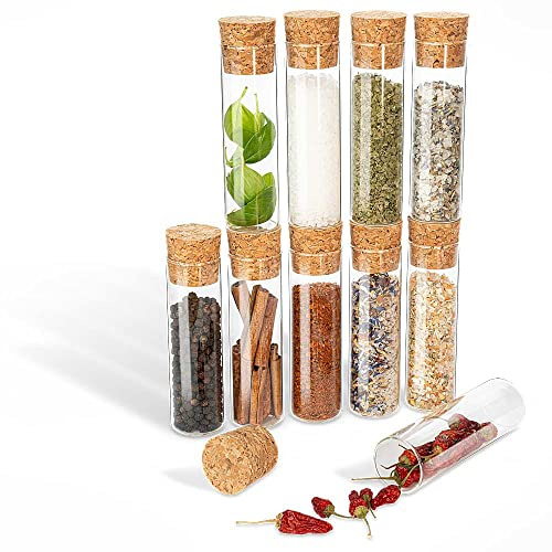 Tuuters 25 Stück Glas Gewürzgläser mit Korken Verschluss (100 x Ø30mm) | Kleine Glasfläschchen mit Natur-Korken für Gewürze, Gewürzbehälter zur Aufbewahrung, Verschenken, Reagenzglas 3cm Durchmesser