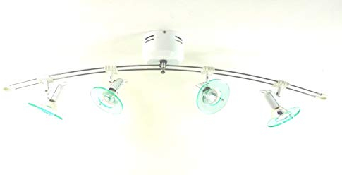 Dapo Leuchten Decken-Bogen-Leuchte-Lampe-Spot-Strahler mit Acrylglasring, L: 90 cm, Fassung G5.3 Deckenlampe (weiss)