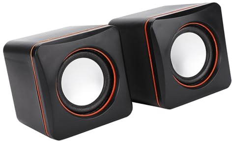 ASHATA Mini Altavoz USB con Cable Estéreo para Computadora de Escritorio, Altavoz de Sobremesa, Altavoces Multimedia, Bocina de Computadora(Pista Dual)