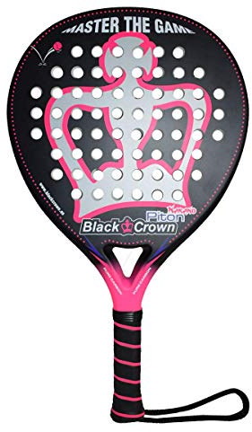 Couronne Noire - Raquette de Padel Piton Nakano - Forme Ronde - Contrôle et Puissance - Poids 350 g - Cadre 38 mm, 80% en Fibre de Carbone - Résistant - Gomme Eva15 Soft