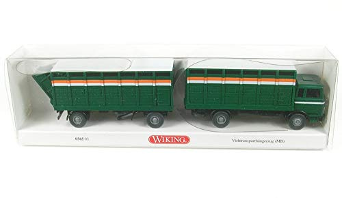Wiking 056503 H0 Mercedes Benz Viehtransporthängerzug grün Spur HO 1:87 LKW mit Anhänger