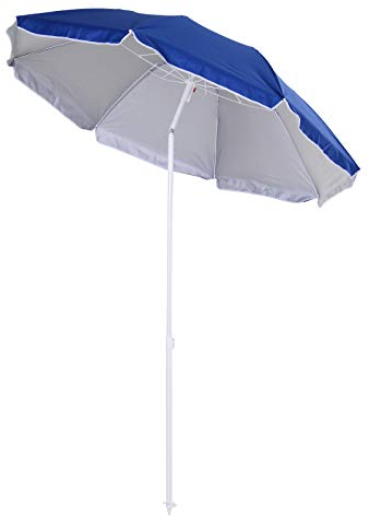 Outsunny 1.7m Beach Umbrella, Portable Parasol with Tilting Function, Carry Bag, Outdoor Sunshade Shelter with 8 Ribs, Blue