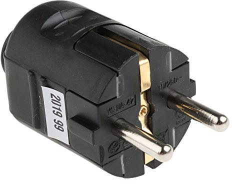 RS PRO Cable mains plug, black, 2P+E Schuko plug, 250 V / 16 A, for Germany