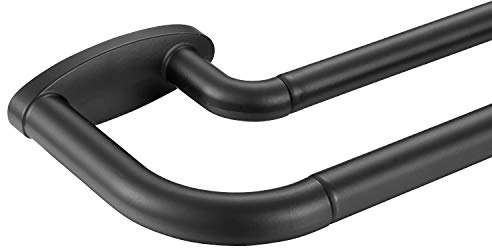 Barras de cortina dobles, negro mate, para oscurecimiento, 71 - 122 cm, ajustable, barra delantera de 2 cm y trasera de 1,5 cm, barra de metal negra de calidad para ventana, diseño envolvente