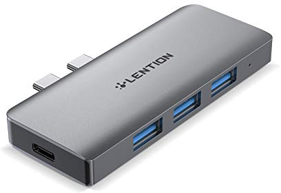 LENTION Hub USB C 6 en 1 con 1 USB C (PD 100W + 40Gbps para Datos), 3 USB 3.0 & Lector de Tarjeta SD/Micro SD para MacBook Pro 13/14/15/16 2016-2024, Nuevo Mac Air, Adaptador con Stable Driver (CS62)