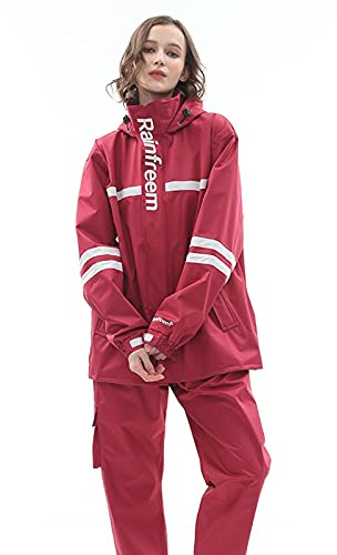 GNCCI Wasserdichter Anzug Für Herren/Damen, Atmungsaktiv Regenanzug Langarm Erwachsene Split-typ Reflektierende Regenkleidung Mit Kapuze Outdoor-Klettern Motorrad Regenmantel