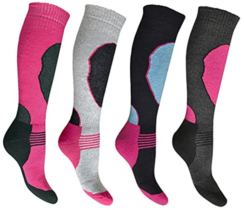i-Smalls Girls Knee High Thermal Ski Socks Kids Energy Performance Socks 4 Packs 9-12