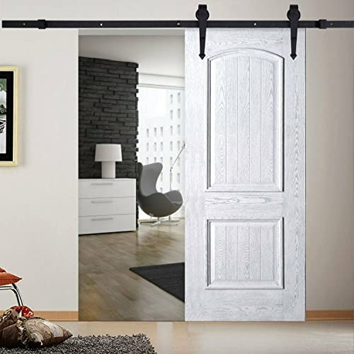 Schiebetürbeschlag Set BeschläGe Schiebetü Schiebetürsystem Zubehörteil Laufschiene Hängeschiene für Einzelne Holztür Schiebetüren Scheunentore (366 cm (Schwerttyp))