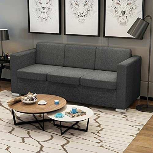MOONAIRY 3-Sitzer Sofa, Bodensofa, Chaiselongue, Kleines Sofa, Couch, Cauchsofa, Relaxsofa, Sofas & Couches, Wohnzimmer Sofa, Couch für Wohnzimmer, Stoff Dunkelgrau