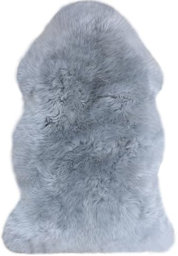 Woolous Gray Sheepskin Rug - Genuine New Zealand Natural Fluffy Area Rug, Real Sheep Skin Throw for Bedroom, Living Room or Chair Cover (Single Pelt, 2x3 ft, Gray)