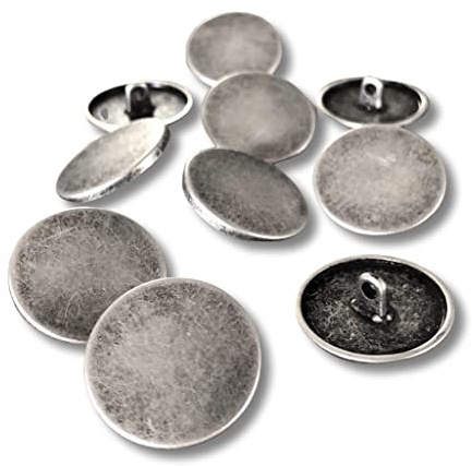flache Metall Ösenknöpfe silber farben matt 10mm, 15mm, 18mm, 20mm, 22mm oder 25mm (10 Stück) (15mm)
