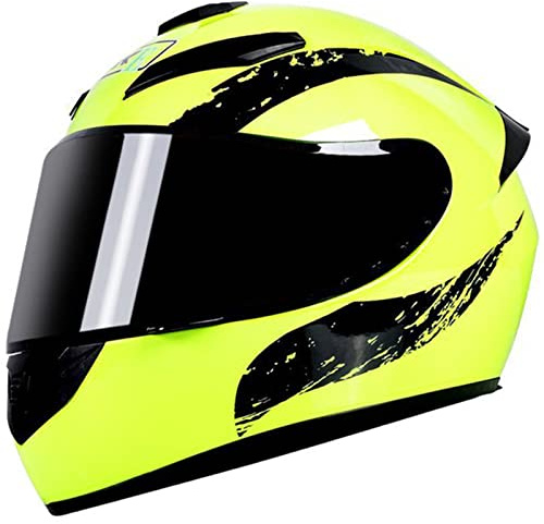 Fashion Full Face Motorcycle Helmets for Adults Men Women DOT/ECE Approved Motorbike Moped Street Bike Racing Crash Helmet with Tinted Visor,A,L