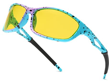 Long Keeper Nachtsichtbrille Autofahrer Sport, Nachtfahrbrille Anti-Blend Sonnenbrille Gelb für Herren Damen Nachtbrille zum Autofahren Sportbrille UV Schut