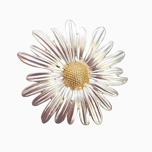 Beautiful Enamel Daisy Flower Brooch White Gold Plated Outfits Brooch Badge Daisy Scarf Pin Brooch for Women Silver Gold Plated Lapel Pins Sweet Adorable Hat Bags Jackets Decoration Accessories
