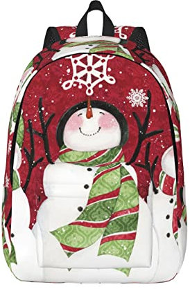 KoNsev Merry Christmas Netter Schneemann Laptop-Rucksack, Reiserucksack, Arzttasche, schwarz, Rucksack, stilvoll, leicht und funktional, Schwarz , S