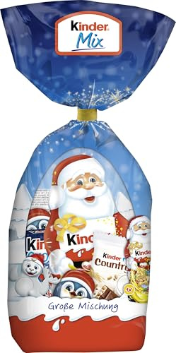 kinder Mix große Mischung – leckere Schokoladen-Spezialitäten – Süßigkeiten für Nikolaus, Adventskalender & Weihnachtsgeschenke – Zum Befüllen des Nikolausstiefels & als Nikolausgeschenk – 201g