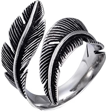 AIFUYUDM Verstellbarer 925 Silber Feder Ring - Offener Unisex Vintage Angel Flügel für Damen - Personalisiertes Geschenk - Verlobungs- und Eheringe Mit Geschenkbox