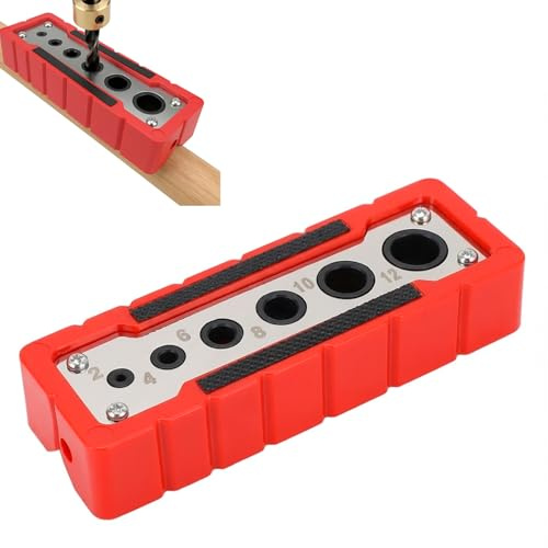 Tissting Bohrlehre Drill Guide Bohrhilfe 2mm to 12mm DrillBlock Bohrführung | 6 Löcher Schnellarbeitsstahl Bohrbuchsen Mobiler Bohrmaschine Ständer Halter für Rechtwinkliges und Präzises Bohren