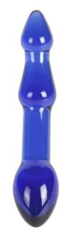 Dildos clásicos marca S Pleasures Crystal GAMMA es un dildo de vidrio azul transparente diseñado para la estimulación tanto anal como vaginal